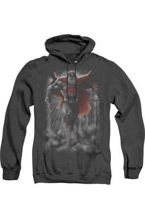 Gildan Superman Above The Clouds Adult Heather Hoodie / Hooded Sweatshirt