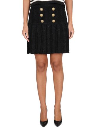 Balmain Button-Embellished Skirt - Black