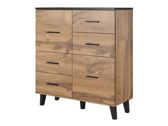 Mirjan24 Mobilier1 - C&oacute;moda Larfloi 104, Roble Wotan + Negro, Con Cajones Y Puertas, N&uacute;mero De Cajones: 0, 119x110x45cm
