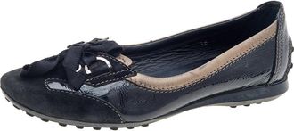 Tod's Tods Black Patent Leather And Suede Lace Up Loafers