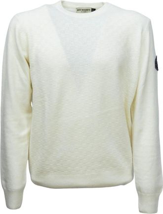 Roy Rogers Maglia girocollo in lana e cashmere - Heren - Ronde hals truien - Wit - XL - Wol - Truien & Vesten