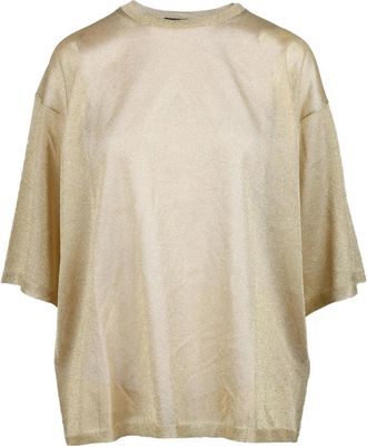 Fabiana Filippi Metallic Fiber Blend T-shirt - Dames - T-shirts - Geel - M - Tops