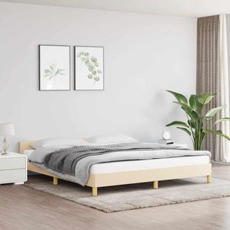 vidaXL Cama Sin Colch&oacute;n Tela Color Crema 160x200 Cm Vidaxl