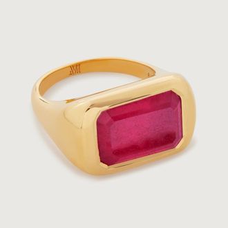 Monica Vinader Gold Power Cocktail Ring Pink Quartz