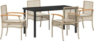 vidaXL Garden Dining Set 5 pcs Beige Poly Rattan Vidaxl