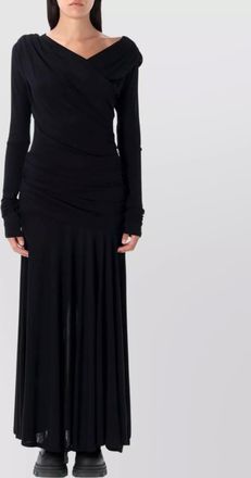 Ganni asymmetric long-sleeve draped maxi dress