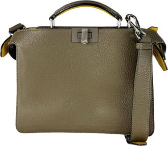 Fendi Khaki Yellow Leather Shoulder Bag (Pre-Owned)