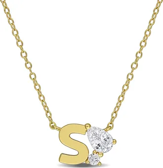 Mimi & Max 3/4ct TGW Created White Sapphire Q Initial Necklace Yellow Plated Sterling Silver