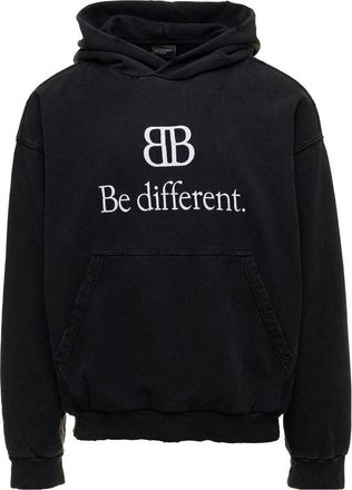 Balenciaga BB Be Different Popover Hoodie Black White 720426TNVV11070