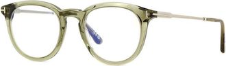 Tom Ford Eyeglasses Square Full Rim, Transparent Light Brown Frame And Clear Blue Light Block Lens Ft5905-B045