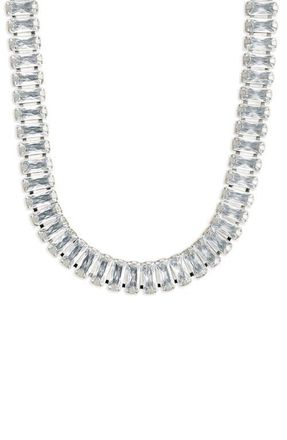 Sterling Forever Tapered Baguette Cut Cubic Zirconia Tennis Necklace in Silver at Nordstrom