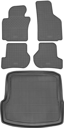 OEM Juego De Alfombrillas De Goma Para Coche Y Alfombrilla Para Maletero Para Skoda Octavia Ii Liftback (2004-2013)