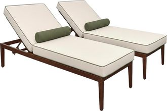 Oviala Conjunto de 2 tumbonas reclinables con efecto madera crudo y caqui