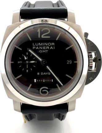 Officine Panerai Pre-owned Panerai Luminor 1950 8 Days GMT GMT Black Dial Mens Watch PAM 00233