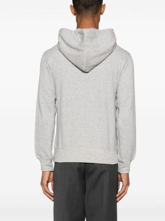 Comme Des Gar&ccedil;ons Red Heart-Embroidered Cotton Hoodie - Grey