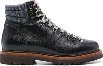 Brunello Cucinelli lace-up leather ankle boots - men - Rubber/Calf Leather/Calf Leather - 42 - Blue