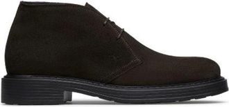 Fabi Donkerbruine Velours Enkellaarzen - Heren - Veterlaarzen - Bruin - 43 EU - Schoenen