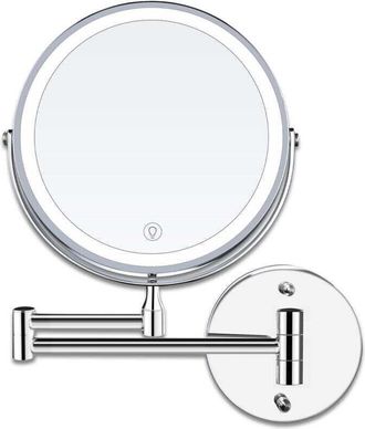 OEM Espejo De Maquillaje Led De 8 Pulgadas Para Montaje En Pared Con Aumento De 1x/10x, Iluminaci&oacute;n Ajustable En 3 Colores, Giro De 360&deg; Y Brazo Extensibl