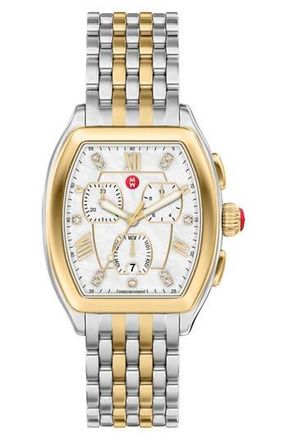 Michele Releve Diamond Two-Tone Bracelet Watch, 45mm - 0.04ct. in 2T Silver/gold at Nordstrom Rack