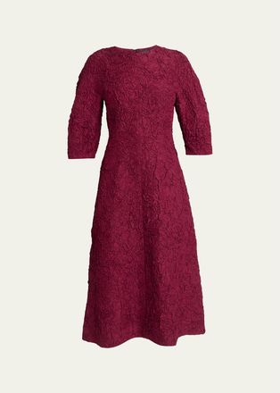Proenza Schouler Alin Crushed Silk Curved-Sleeve Midi Dress