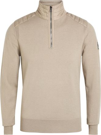 Belstaff Kilmington Quater-zip Knit Wool-blend Jumper - Sand - XL