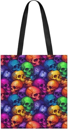 Generic Colorful Skulls Tote Bag for Women Men Shoulder Bags Purses Pouch Handbags