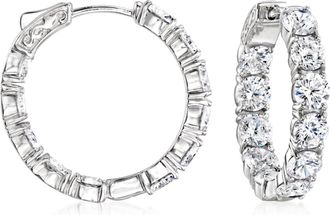 Ross-Simons CZ Inside-Outside Hoop Earrings in Sterling Silver
