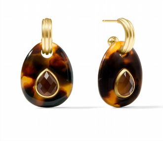 Julie Vos Womens Carnaby Hoop And Charm Earrings In Tortoiseshell
