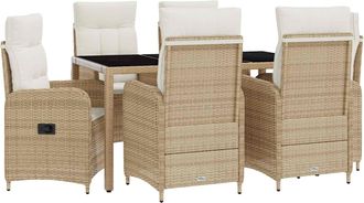 vidaXL Juego De Comedor Para Exteriores 7 Uds. Beige Y Blanco Crema Vidaxl