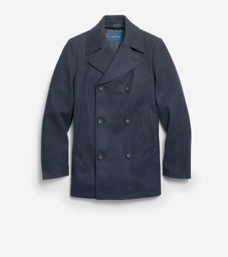 Cole Haan Mens Wool Peacoat - Blue Size Medium