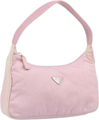 Prada Pre-owned Shoulder Bags, female, Pink, Size: ONE SIZE Pre-owned Vintage Nylon Shoulder Bag