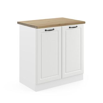 Vicco Armario Bajo Para Fregadero R-line, Blanco Casa De Campo, 80 Cm, Et Roble