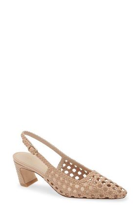 Stuart Weitzman Stassi Woven Slingback Pump in Adobe Brown at Nordstrom, Size 10.5