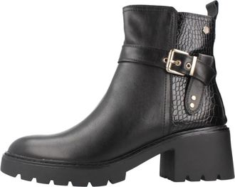 Carmela Enkellaarsje - Dames - Laarzen met Hak - Zwart - 38 EU - Leer - Schoenen