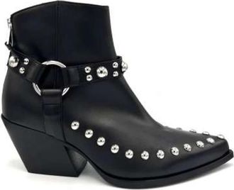 Elena Iachi Zwarte Leren Texano Laarzen met Rits - Dames - Cowboylaarzen - Zwart - 37 EU - Leer - Schoenen
