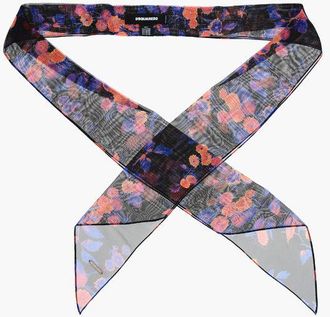 Dsquared2 Floral Patterned Chiffon Slim Foulard size Unica