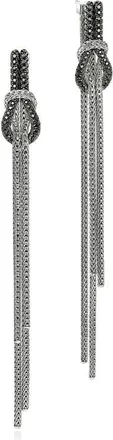 John Hardy Love Knot Drop Earrings, Black Sapphire in Silver Black at Nordstrom
