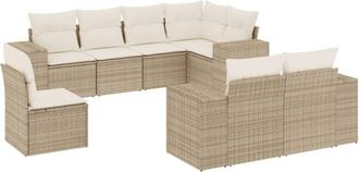 vidaXL Juego De Sof&aacute;s De Jard&iacute;n Con Cojines Beige 8 Pzas Rat&aacute;n Pe Vidaxl