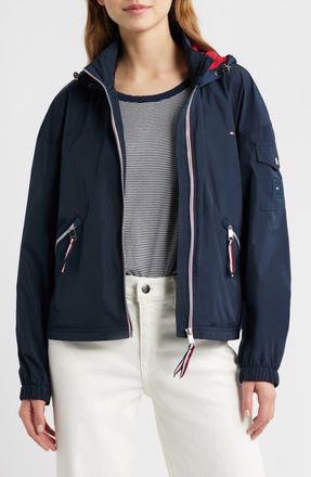 Tommy Hilfiger Hooded Windbreaker Jacket in Navy at Nordstrom, Size X-Small