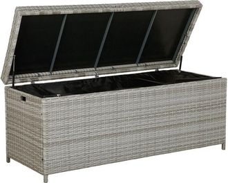 Beliani Caja De Almacenamiento Para Jard&iacute;n En Rat&aacute;n Sint&eacute;tico Gris 158 X 63 Cm Modena