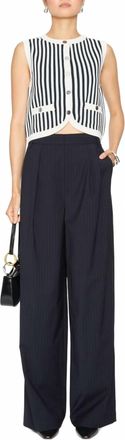 Veronica Beard Leland Sleeveless Vest In Navy/off-White
