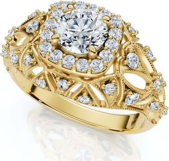 Pompeii3 1 Ct Diamond Vintage Engagement Ring Lab Grown in 14k White Yellow or Rose Gold