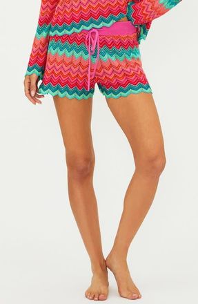 Beach Riot Balboa Knit Scallop Cover-Up Shorts in Passion at Nordstrom, Size X-Large