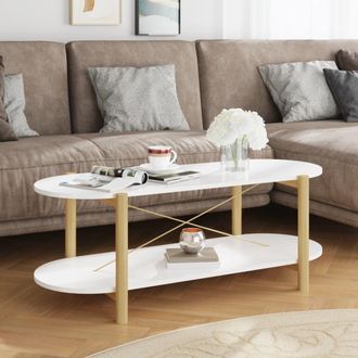 vidaXL Mesa De Centro Madera Contrachapada Blanco 110x48x40 Cm Vidaxl