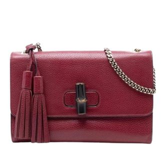 Gucci Pre-owned Cross Body Bags, female, Red, Size: ONE SIZE Pre-owned Bamboo Twist Lock Crossbody Bag
