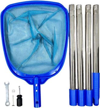 OEM Juego De Red Recoge, Mango Telesc&oacute;pico Y Red De Malla Fina, Para Algas, Hojas Y Suciedad, Piscinas/estanques, Azul, 185 Cm, 4 Piezas