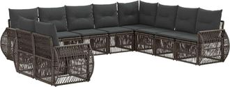 vidaXL Conjunto De Sof&aacute;s De Jard&iacute;n 10 Uds. Gris Y Gris Oscuro Vidaxl