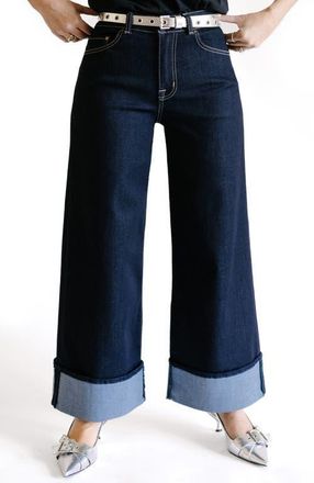 Fidelity Denim x @closetchoreography The Base Wide Cuffed Leg Jeans in Rinse Wash at Nordstrom, Size 30 33