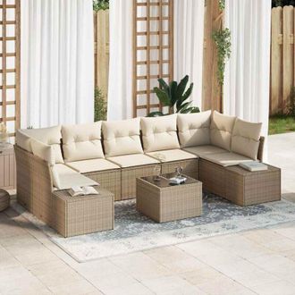 vidaXL Conjunto De Sof&aacute; De Jard&iacute;n 8 Pcs Beige Polirat&aacute;n Vidaxl