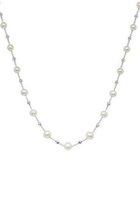 Effy Sterling Silver 5-8mm Freshwater Pearl Station Chain Necklace in White at Nordstrom Rack